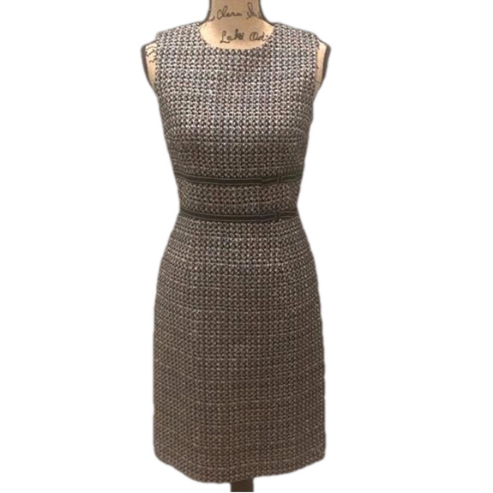 David Meister Black and tan Textured Midi Dress size 4 EA018